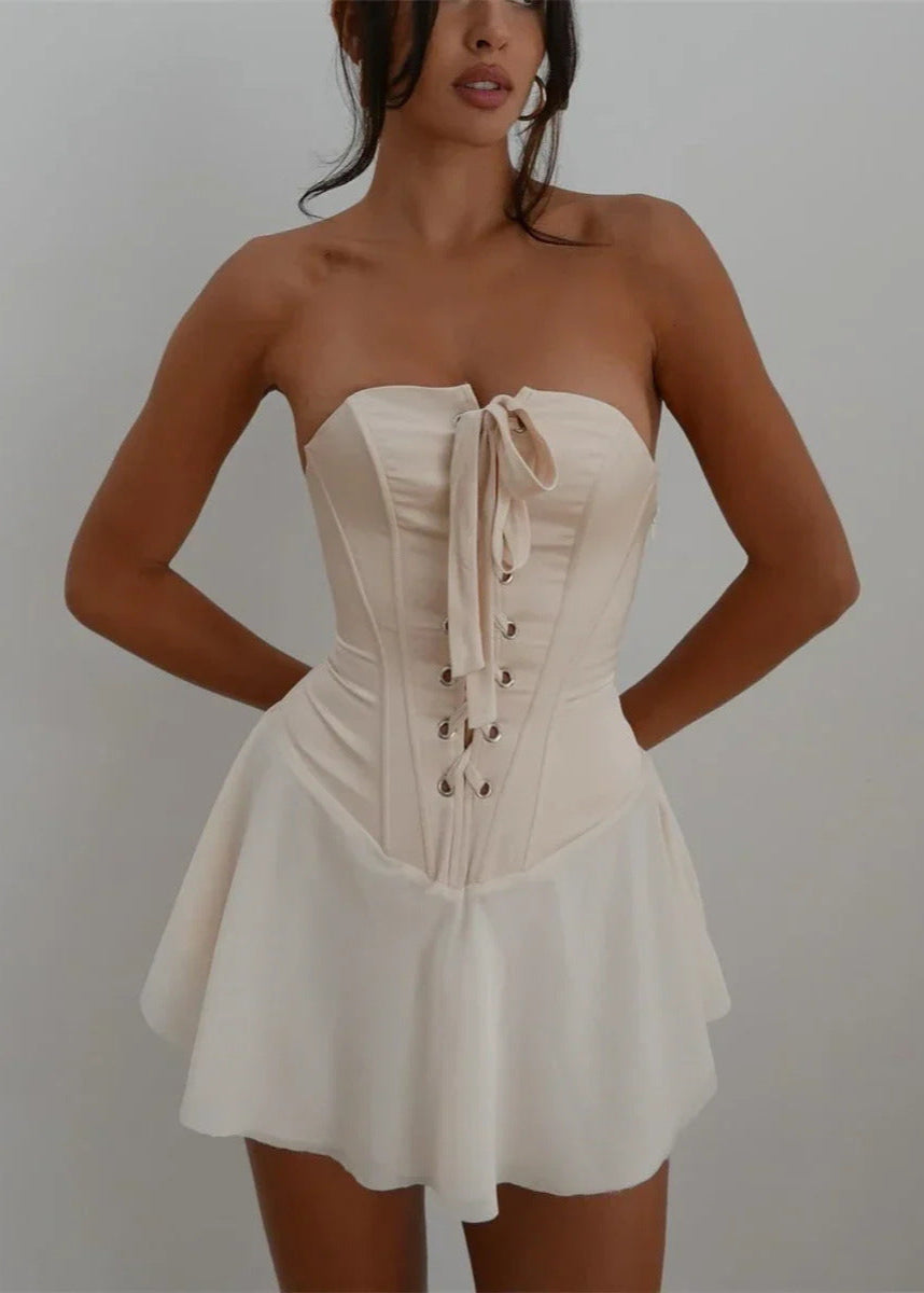 Natasha | Corset Dress Strapless Beige