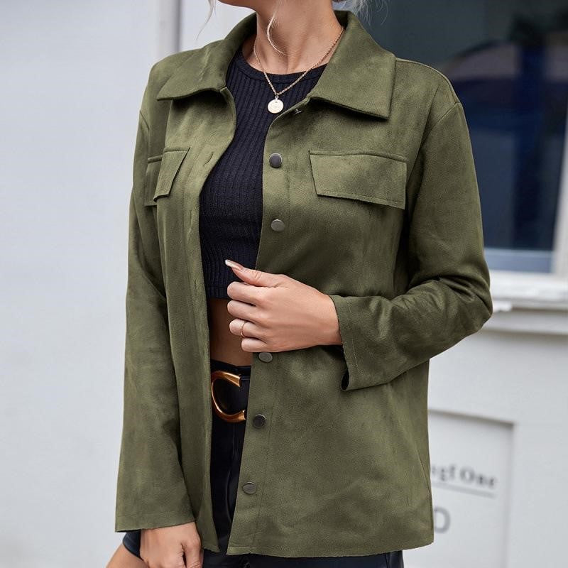 Raye | Green Women's Mid-Calf Jacket Suede Look