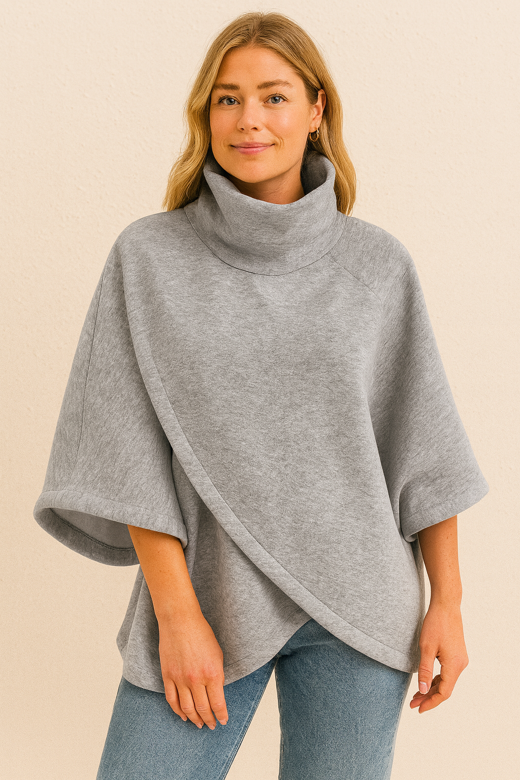 Nina | Poncho Top with High Neckline