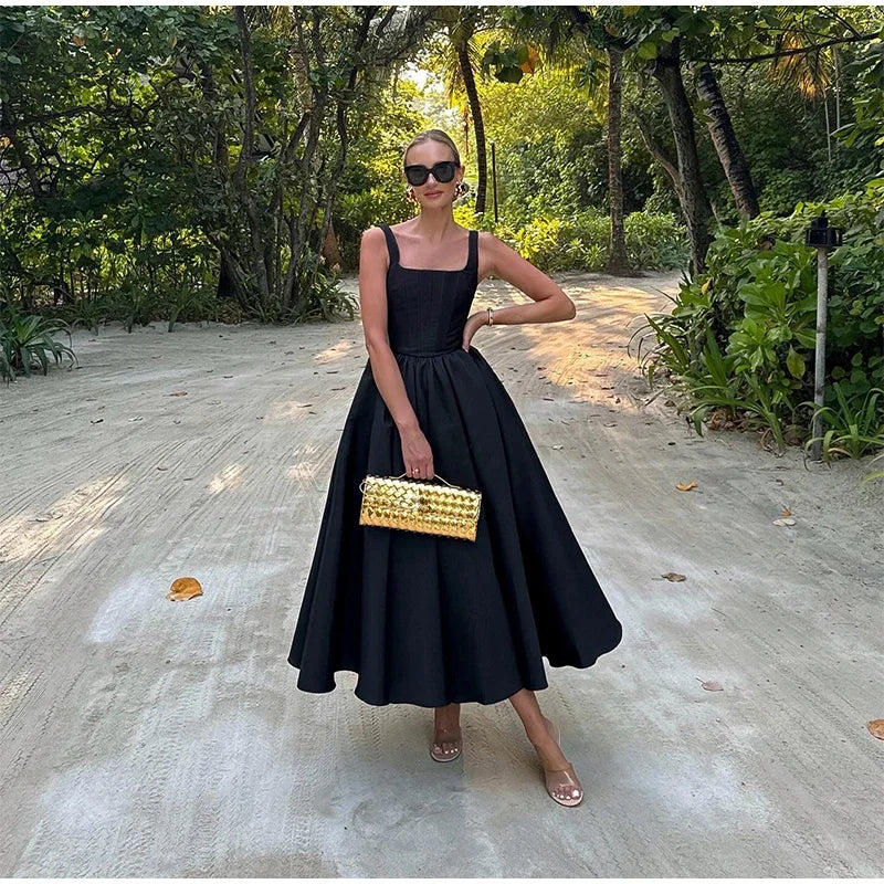 Eugenie | Black Fit-and-Flare Dress