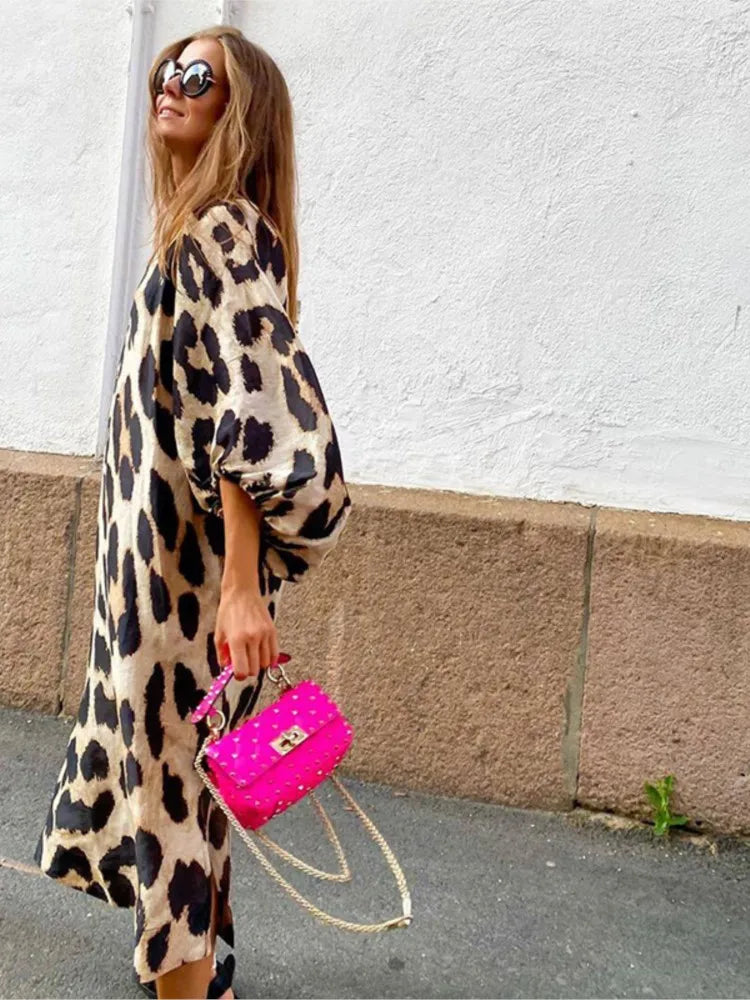 Riley | Leopard Wrap Midi Dress