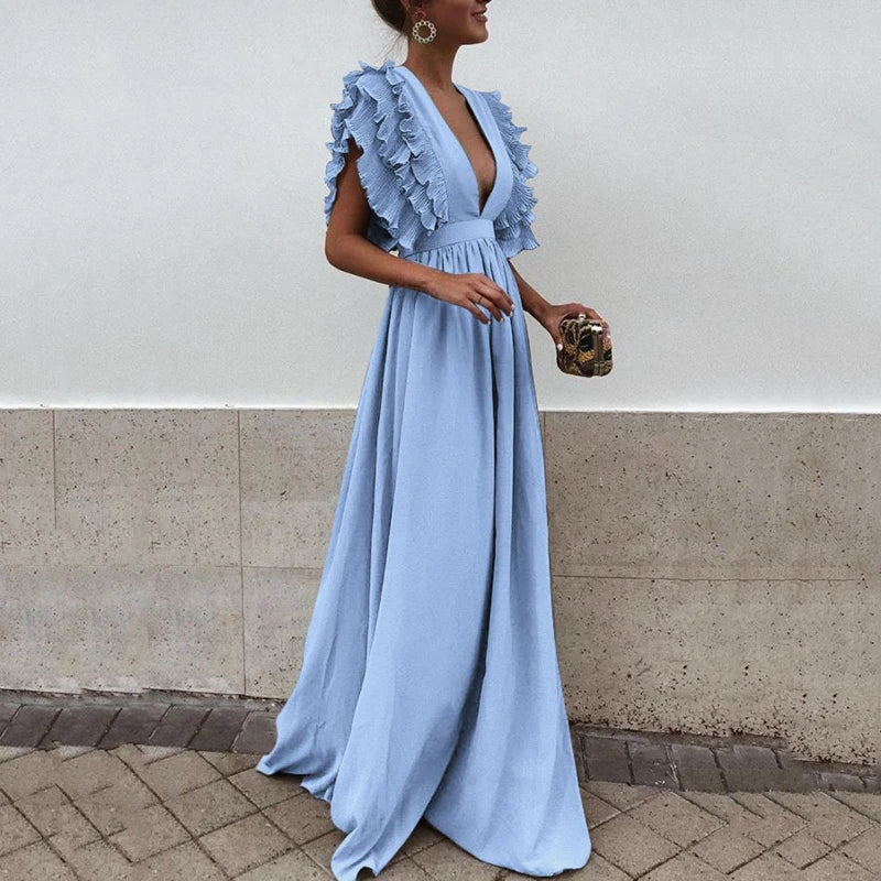 Carl | Maxi Dress Ruffles V-neck