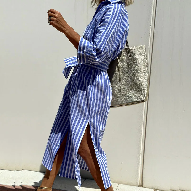 Camille | Striped Button Shirt Dress