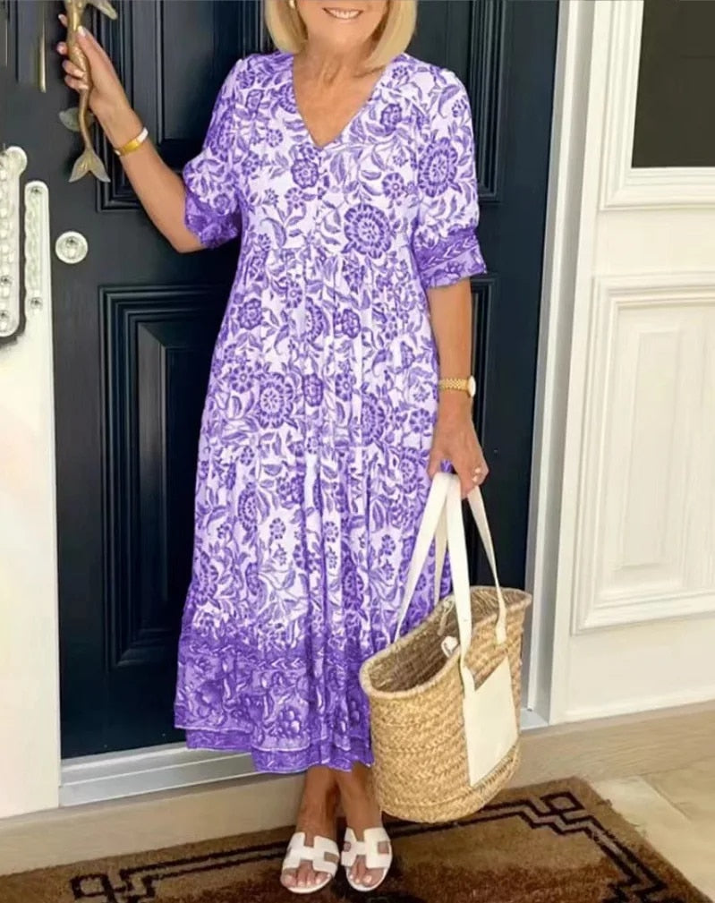 Evelyn | Floral Flow Midi Dress