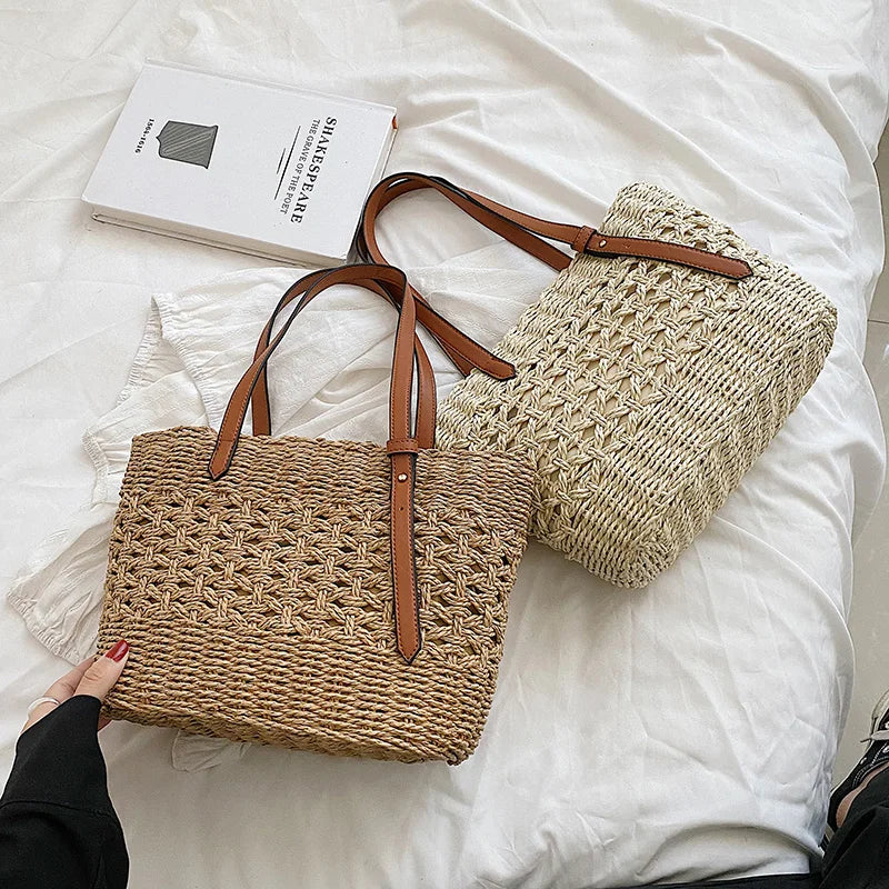 Brigid | Woven Straw Beach Bag