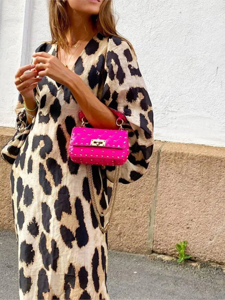 Riley | Leopard Wrap Midi Dress