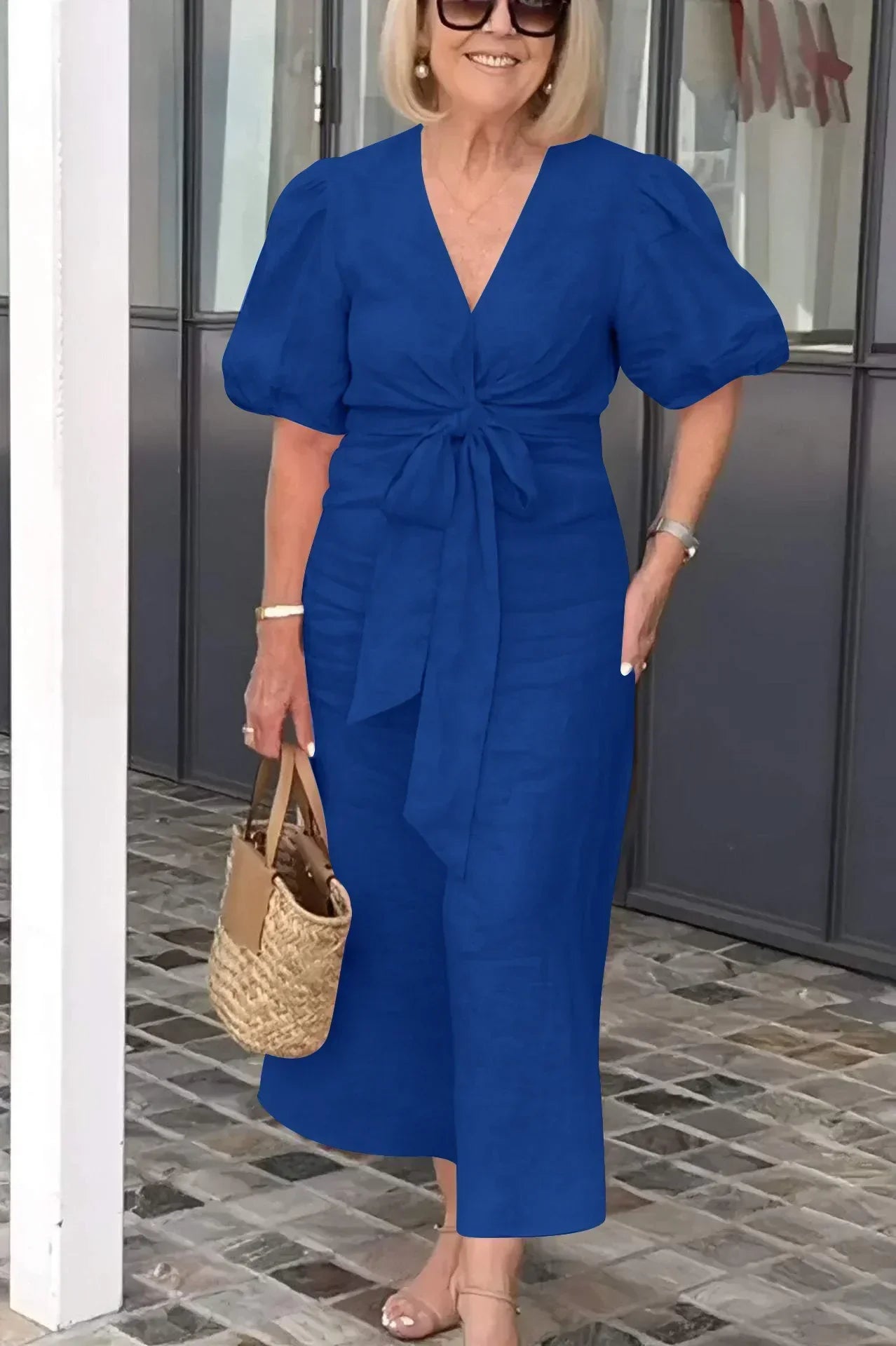 Emily | Tie-Front Puff Sleeve Dress