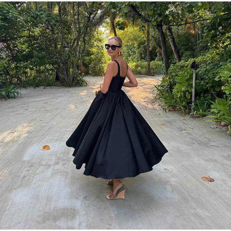 Eugenie | Black Fit-and-Flare Dress