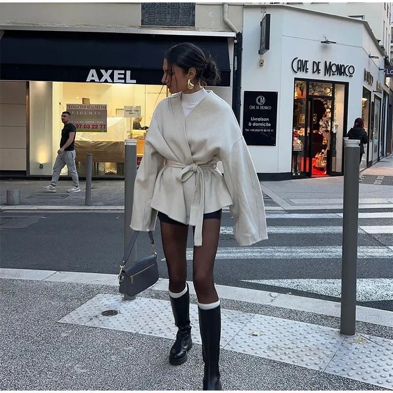 Lois | Jacket with tie belt