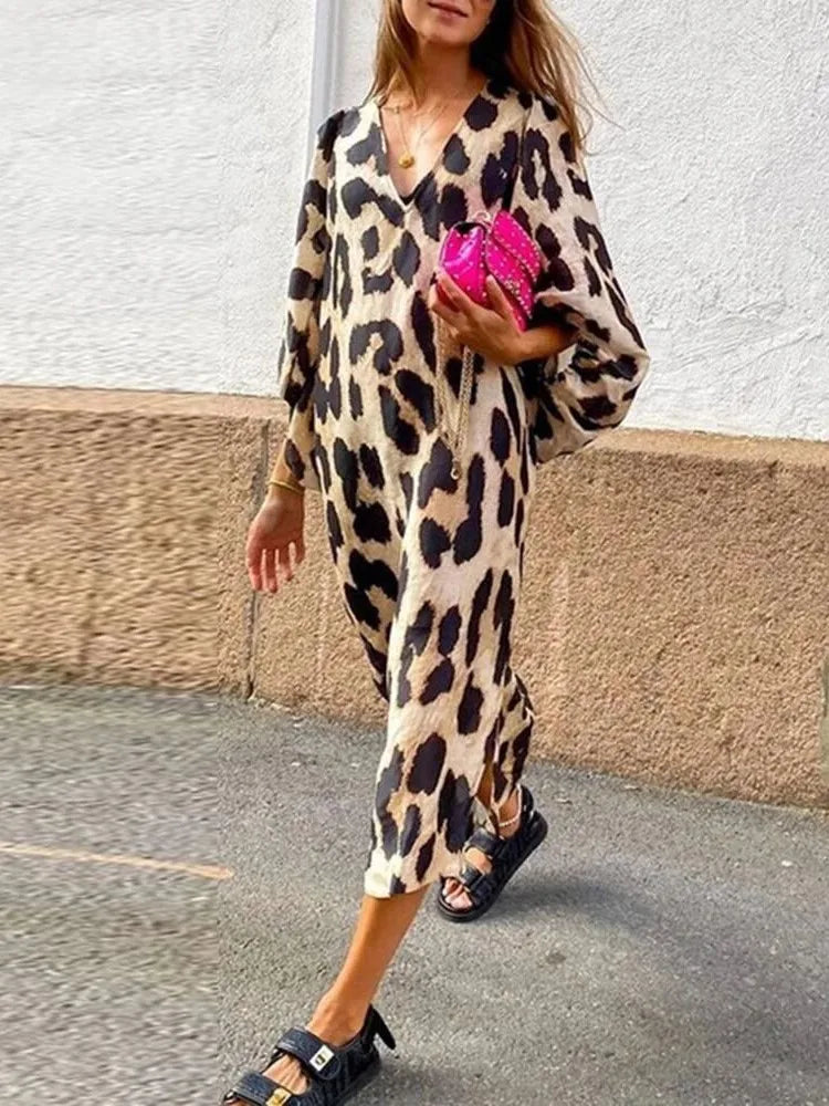 Riley | Leopard Wrap Midi Dress