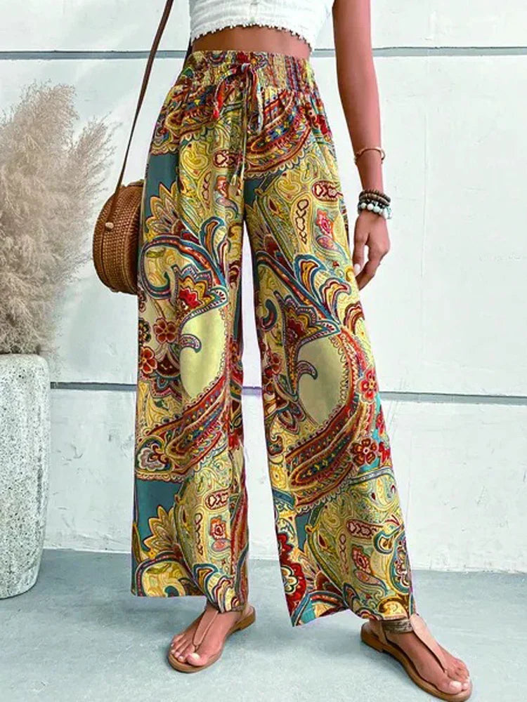 Isis | Paisley print trousers with wide legs