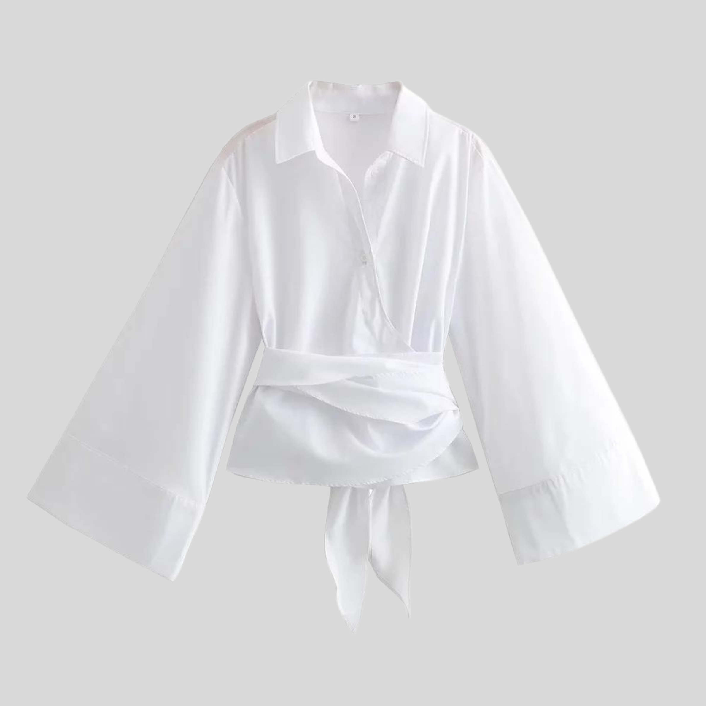 Rene | Elegant Women's Blouse with Bell Sleeves and Tie Belt