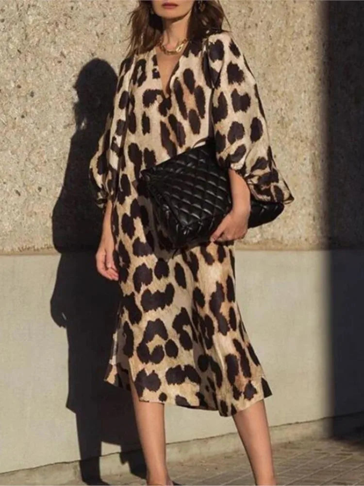 Riley | Leopard Wrap Midi Dress