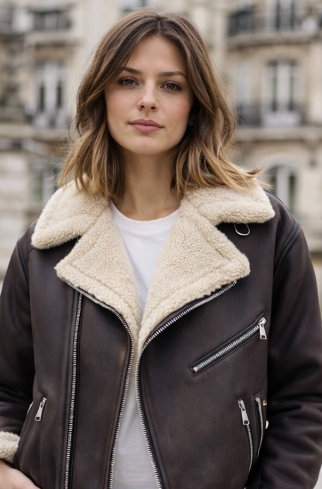 Shea | Aviator Jacket Shearling Lining and Collar