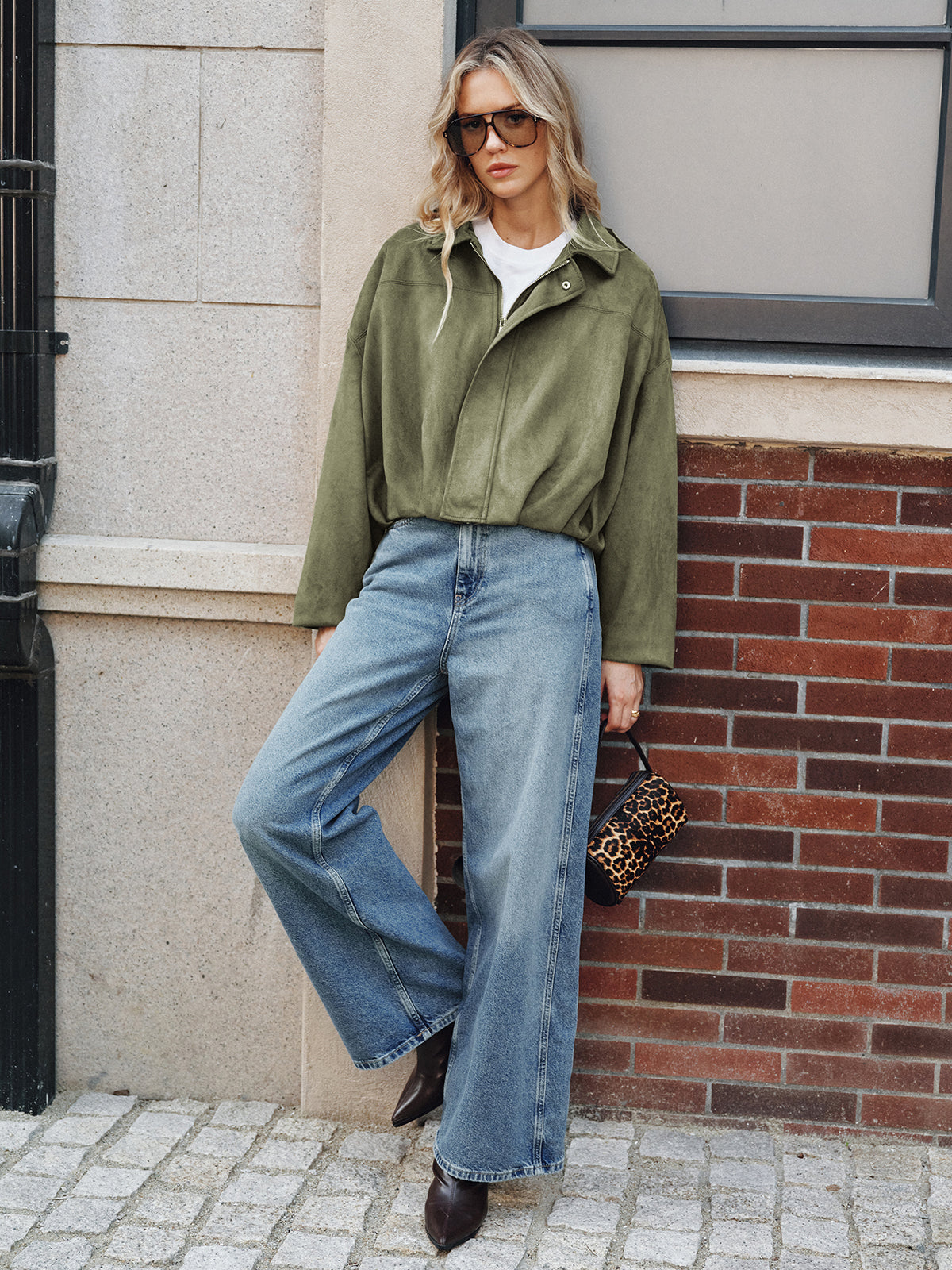 Elodie | Jacket Suede look Green