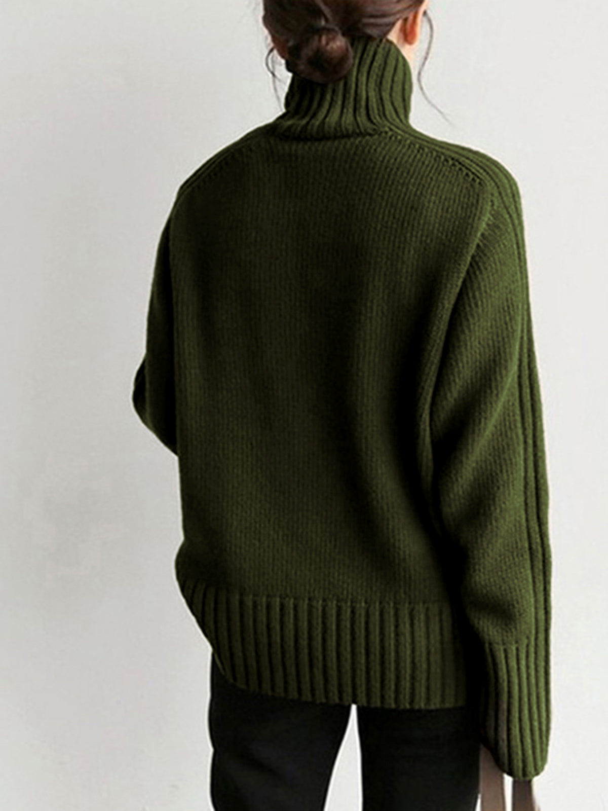 Aniston | Women's Turtleneck Ribbed Navy Blue