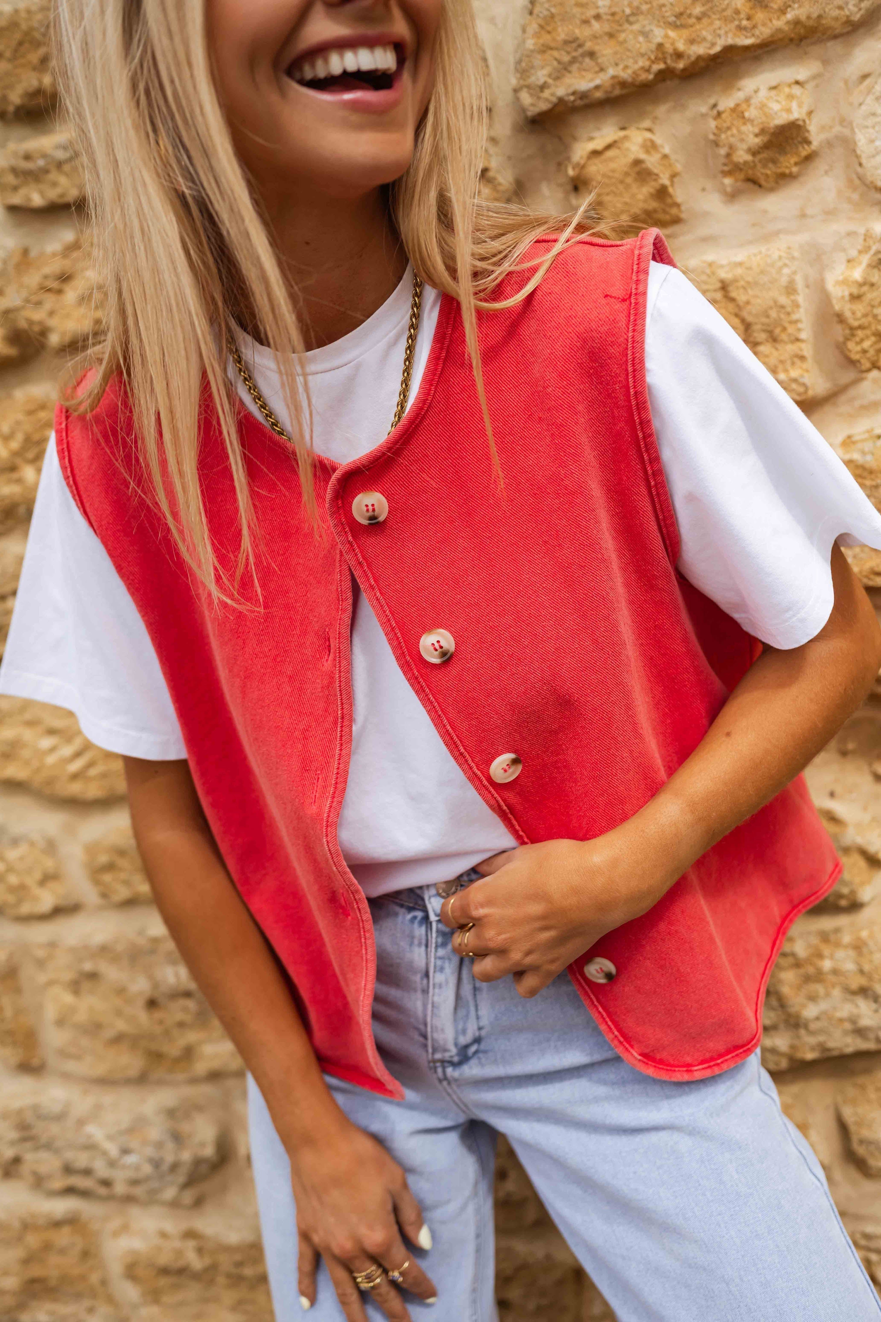 Teri | Women's Vest Red Airy