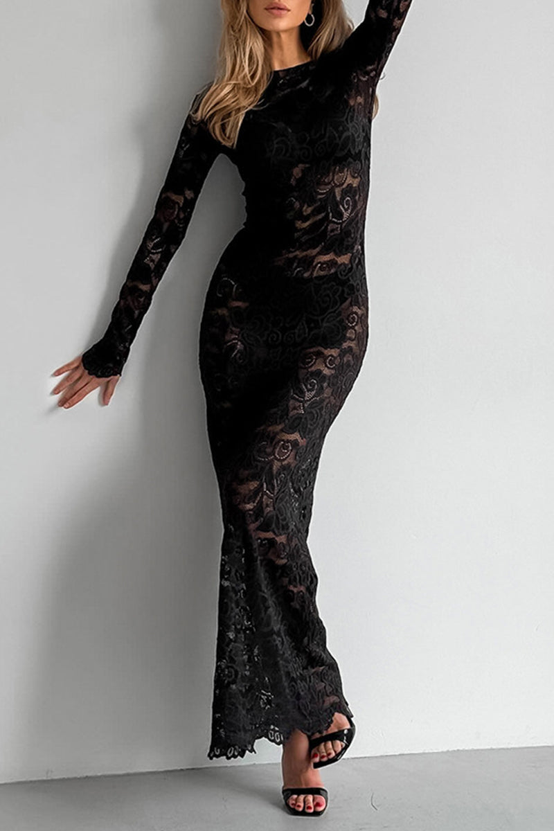Melor | Maxi Dress Intricate Lace Overlay
