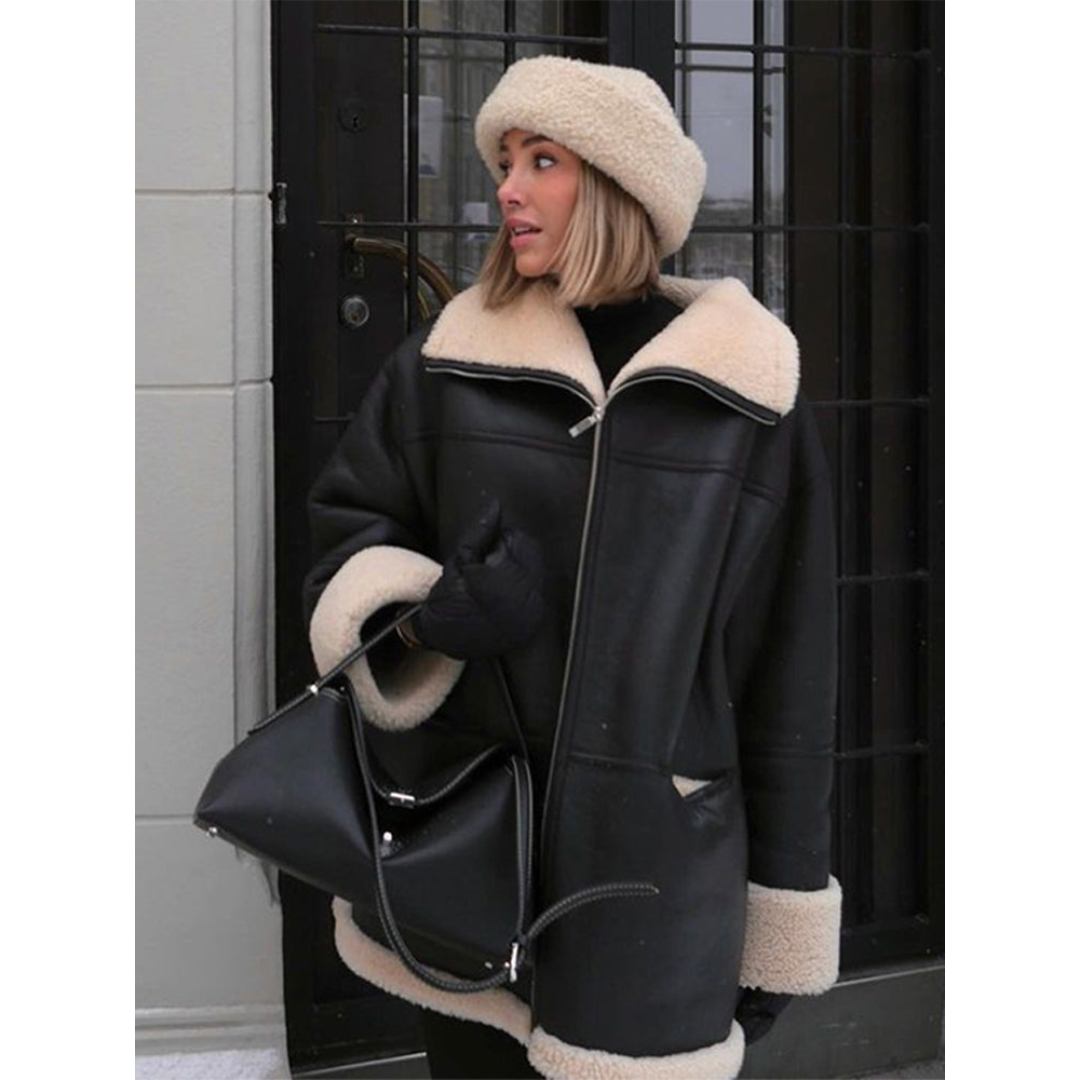 Haidyn | Aviator Jacket with Oversized Teddy Collar