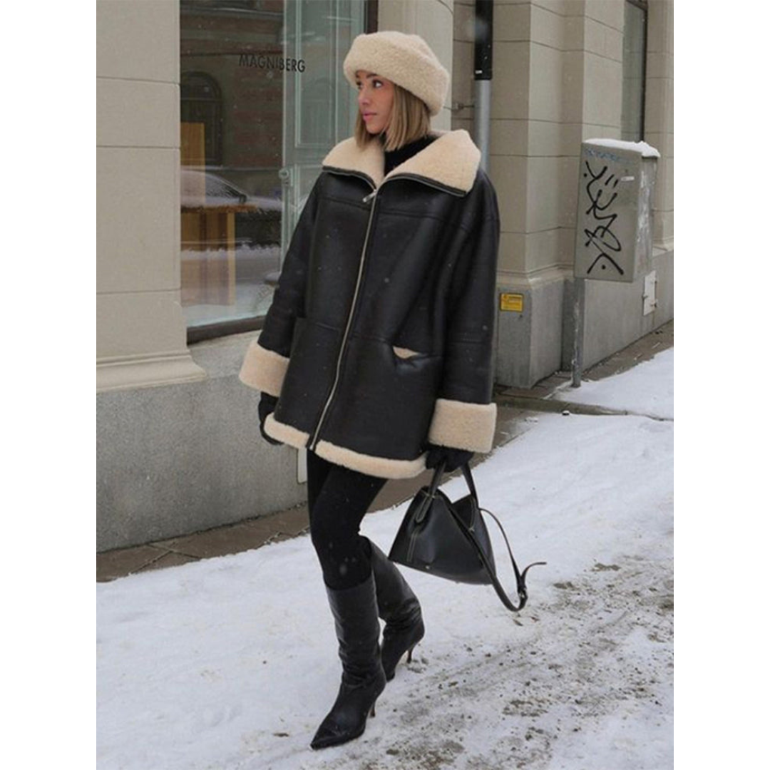 Haidyn | Aviator Jacket with Oversized Teddy Collar