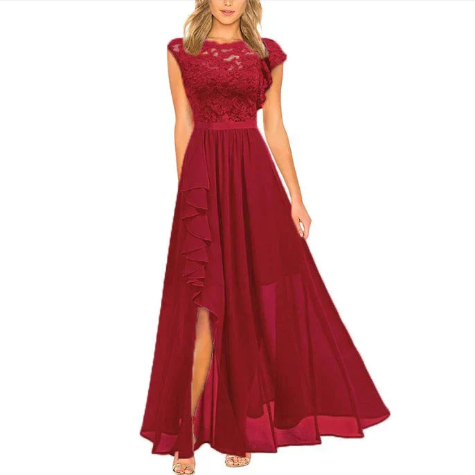 Miro | Maxi Dress Lace Bodice Ruffle Split