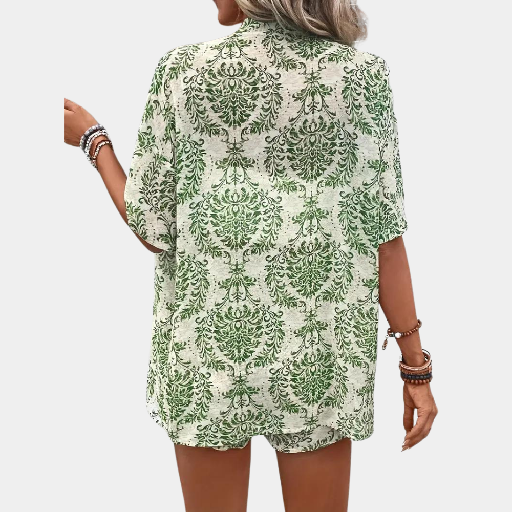 Janette | Pyjama Set Green Floral Print