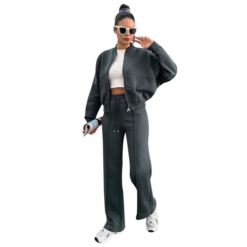 Stacy | Two-piece Set Cropped Bomber & Wide-leg