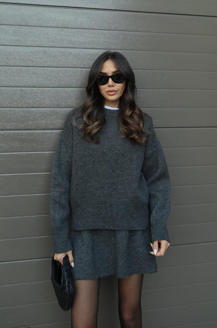 Trisha | Knitted Set with Oversized Sweater & Skirt