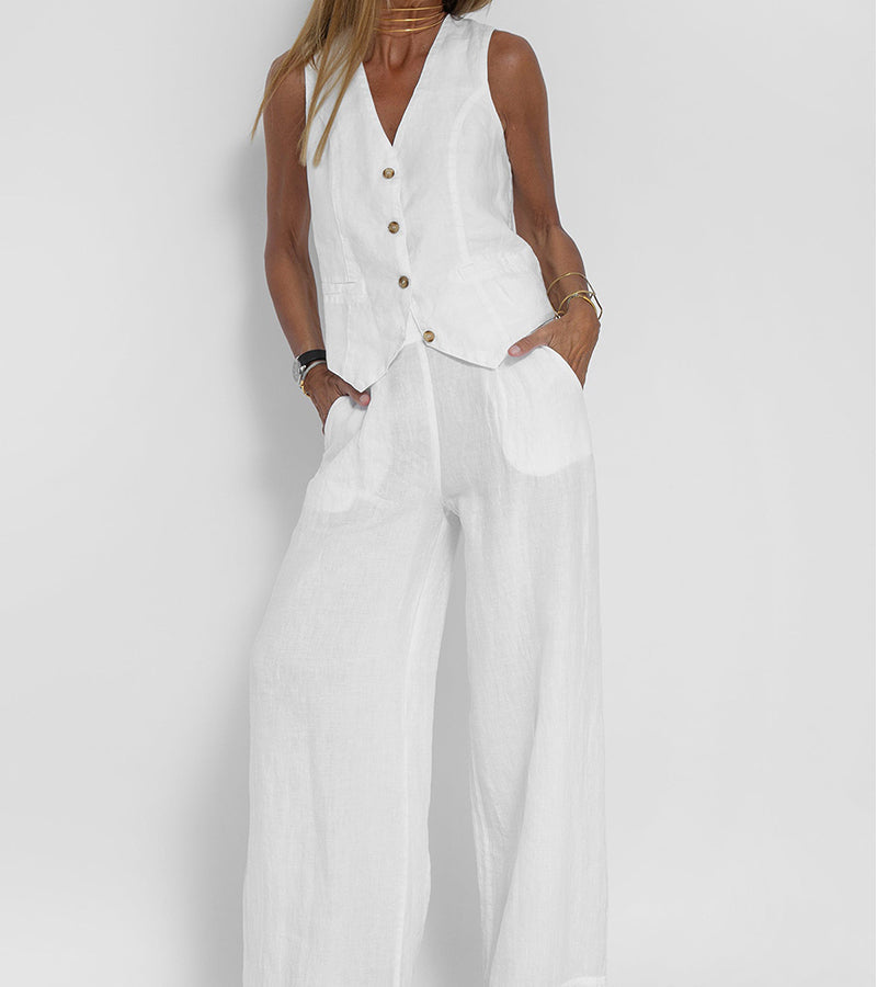 Jinthe | Suit Set with Wide Trousers and Fitted Vest