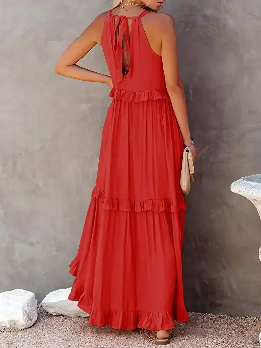 Lena | Halter Ruffle Tiered Maxi Dress
