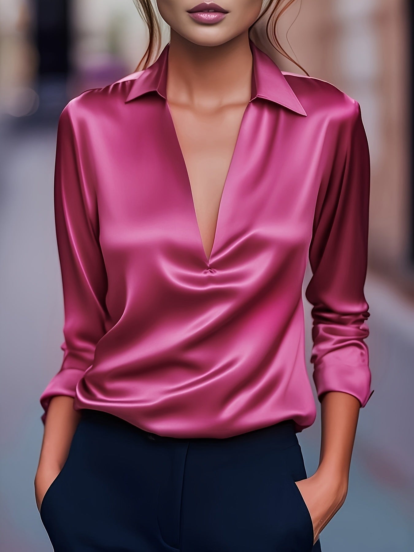 Kayleen | Deep V-neck blouse