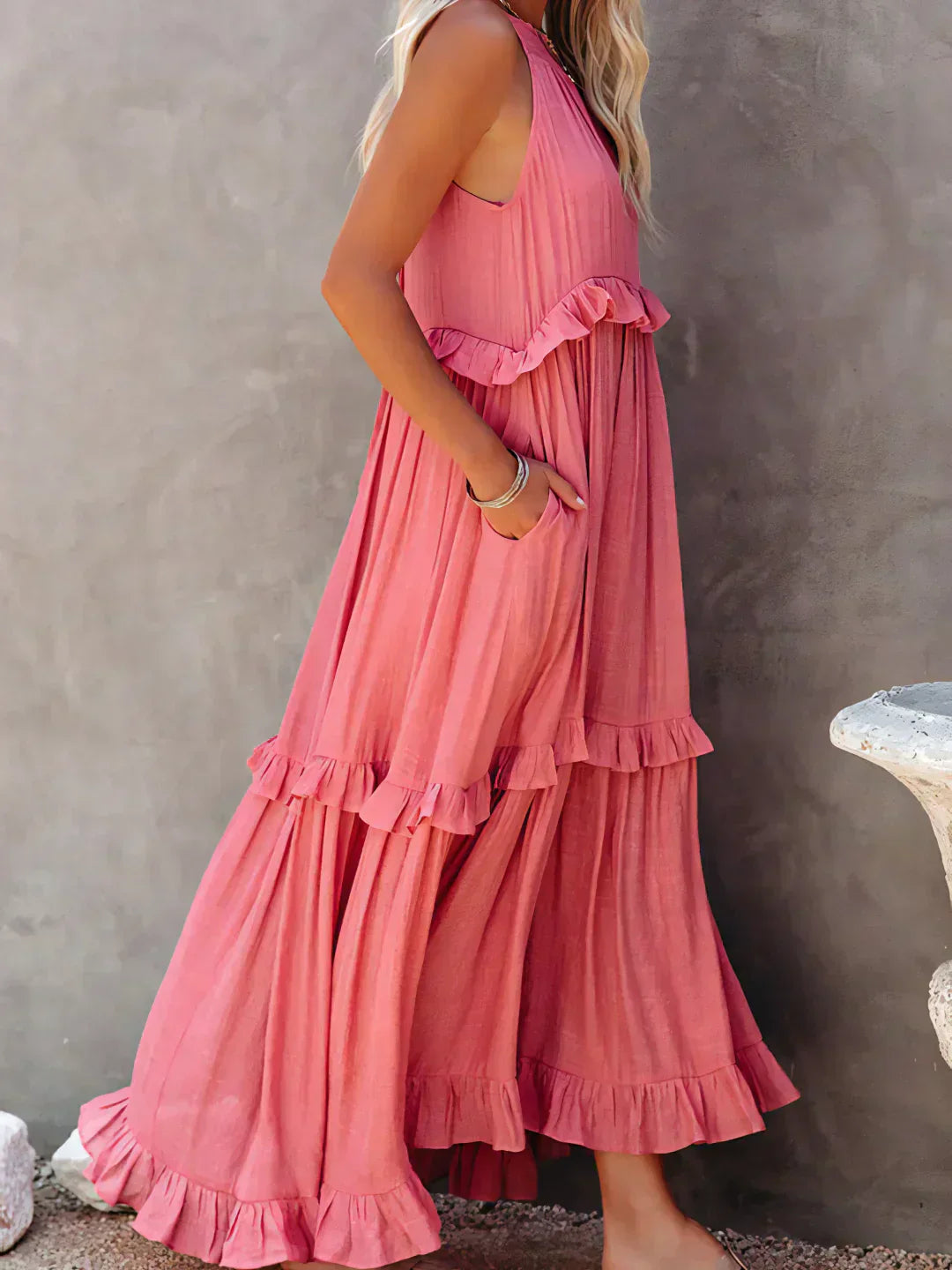 Lena | Halter Ruffle Tiered Maxi Dress