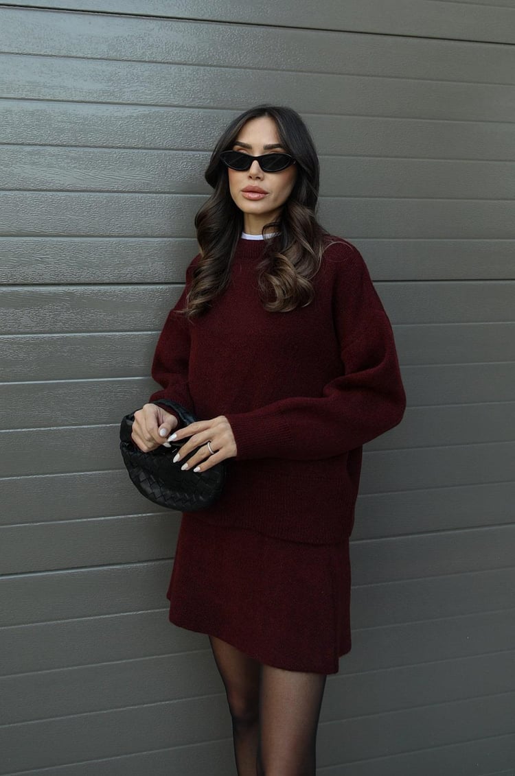Trisha | Knitted Set with Oversized Sweater & Skirt