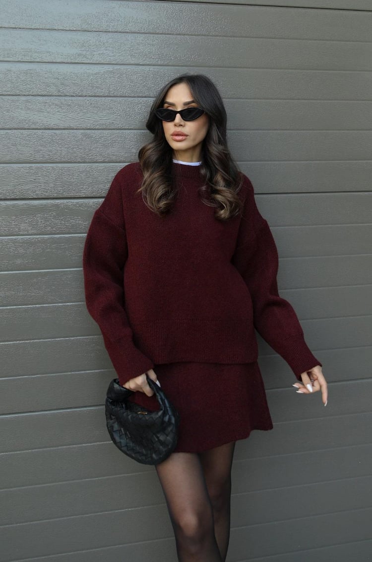 Trisha | Knitted Set with Oversized Sweater & Skirt