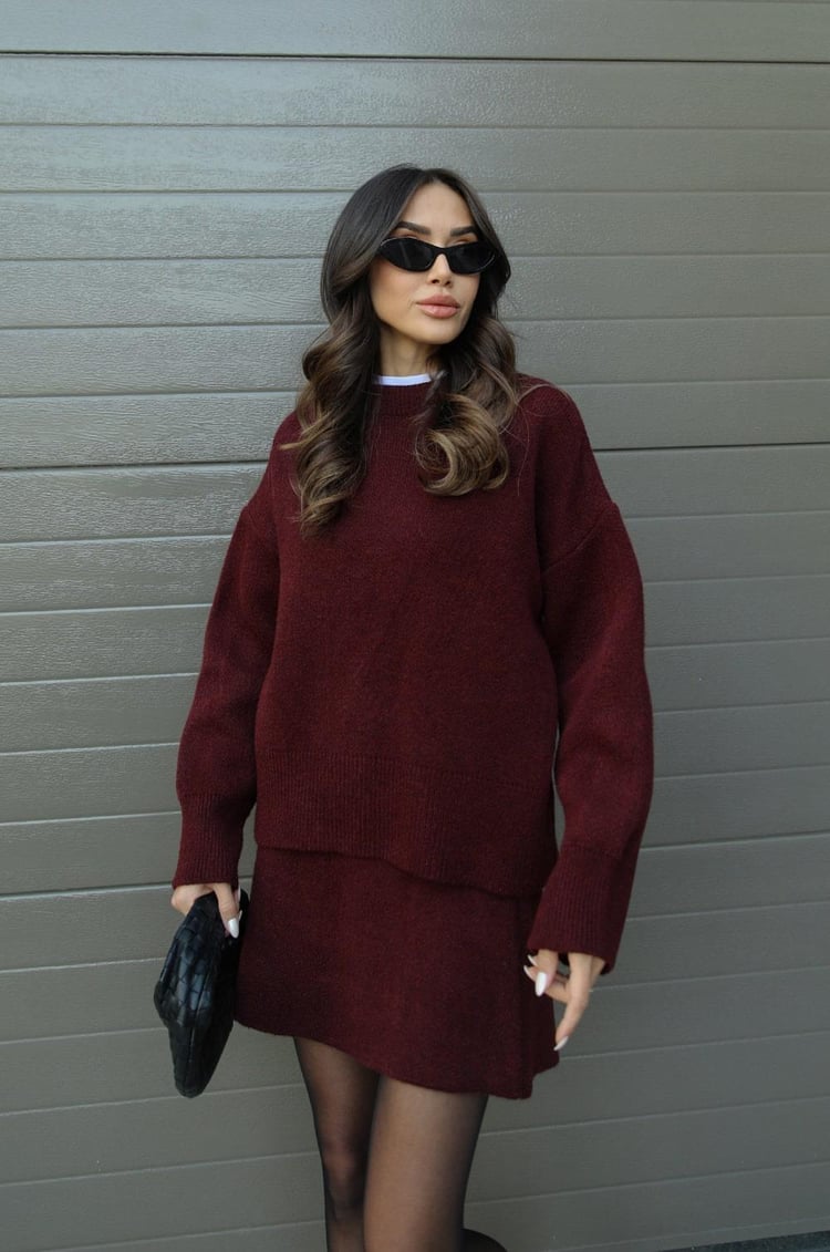 Trisha | Knitted Set with Oversized Sweater & Skirt