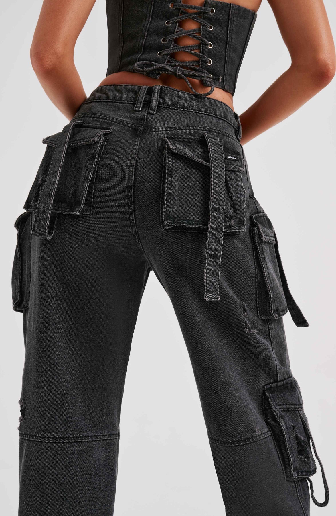 Candy | Denim Set with Distressed Cargo Pockets