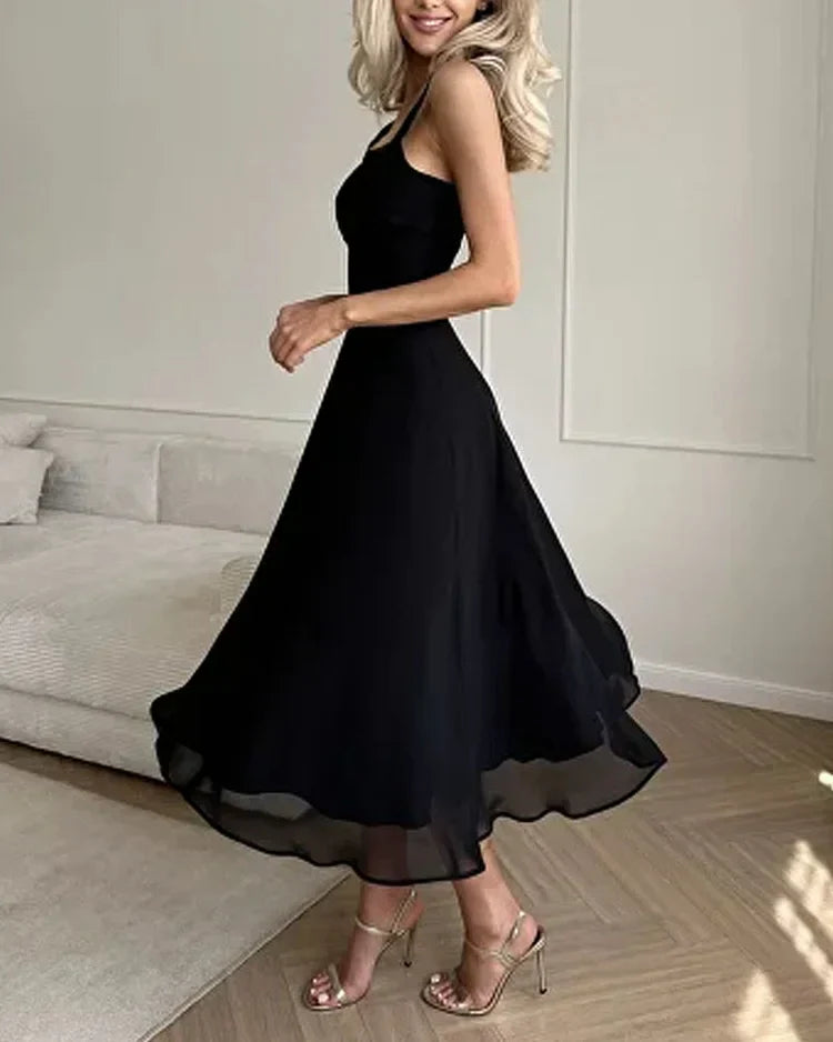 Rosemary | Midi Dress with Transparent Ruffle Hem