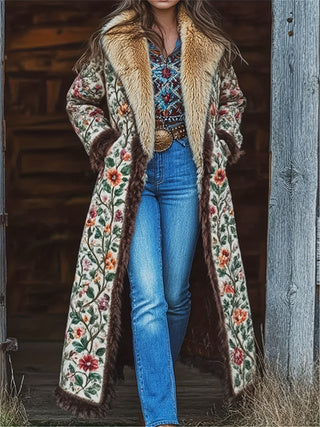 Medina | Long Duster Coat with Faux Fur