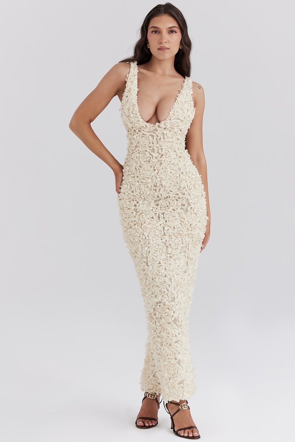 Johnette | Maxi Dress with Floral Appliqué