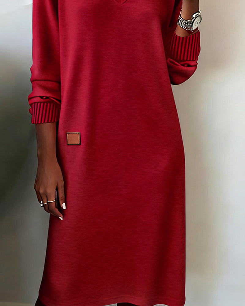 Kamila | Sweater Dress with Faux Leather Patch