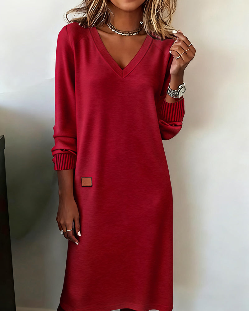 Kamila | Sweater Dress with Faux Leather Patch