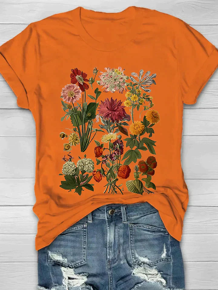 Debrah | Botanical Flower Print T-Shirt