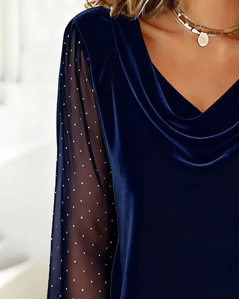 Kristi | Blouse with Draped Collar Black