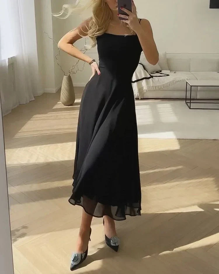 Rosemary | Midi Dress with Transparent Ruffle Hem