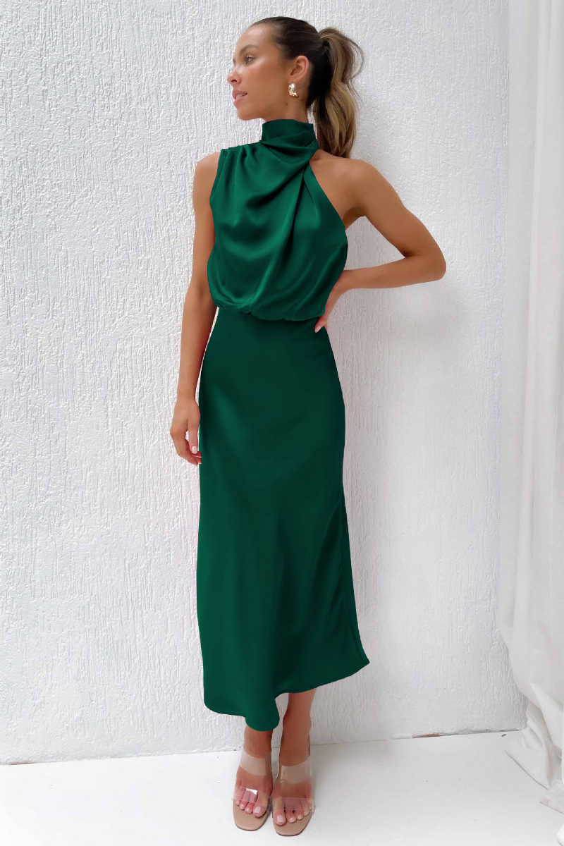Meris | Maxi Dress Draped Neckline