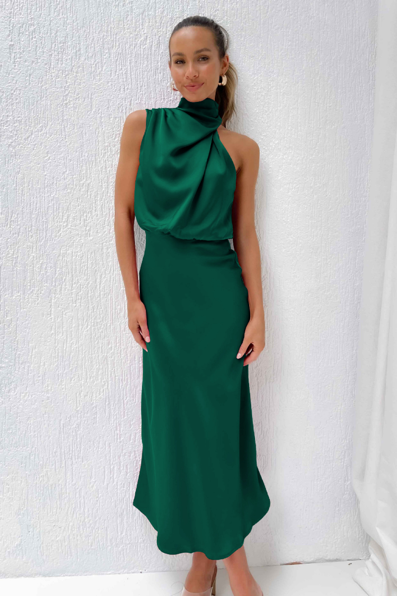 Meris | Maxi Dress Draped Neckline