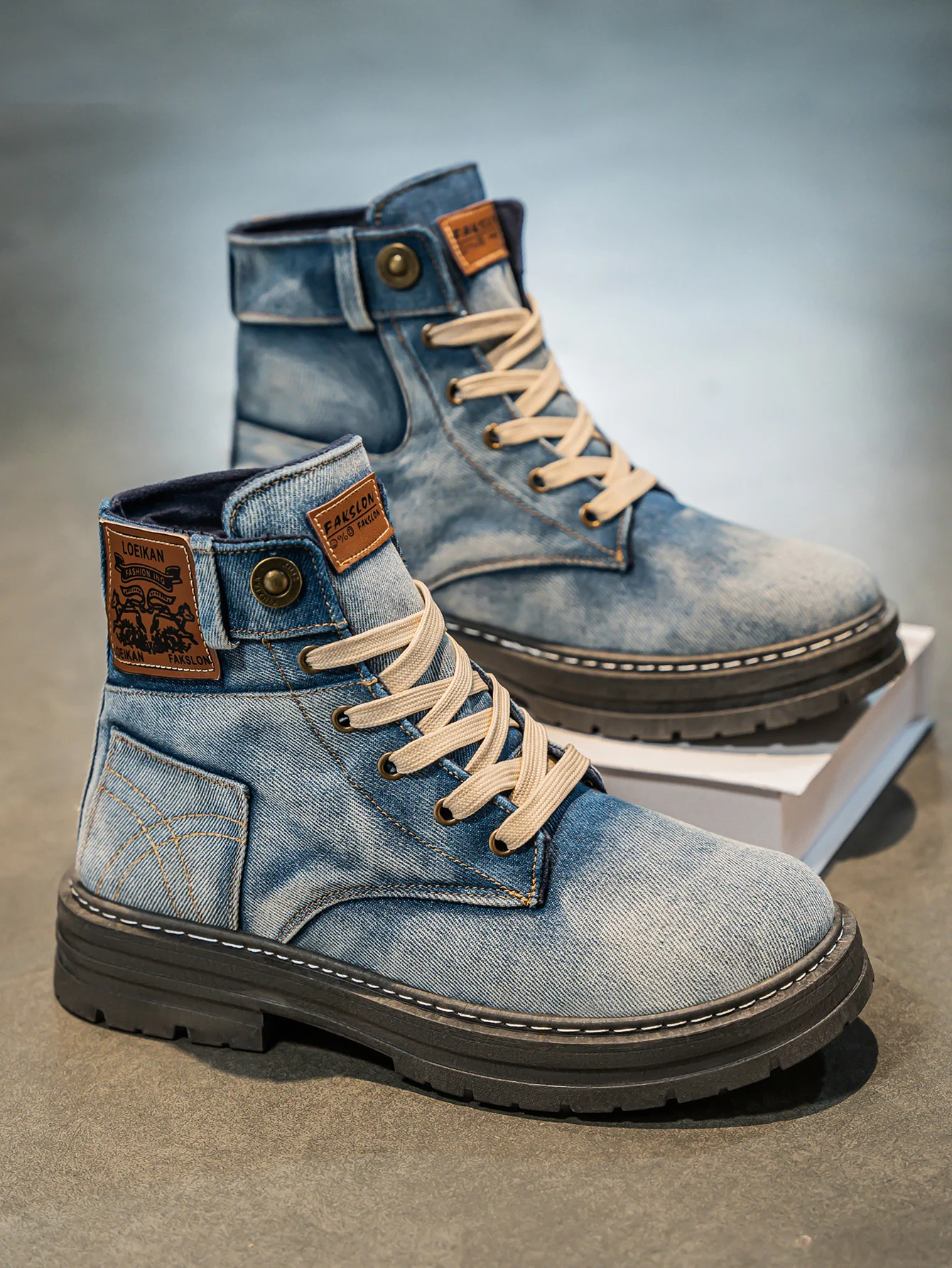 Logan | Denim Lace Up Utility Boots