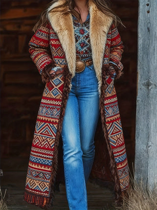 Medina | Long Duster Coat with Faux Fur