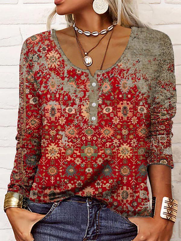 Alverta | Henley Shirt Bohemian Print
