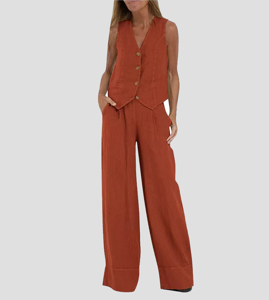 Jinthe | Suit Set with Wide Trousers and Fitted Vest